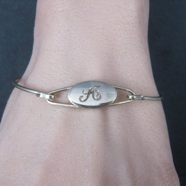 Vintage 12K Gold Filled Initial A Bangle Bracelet 7 Inches