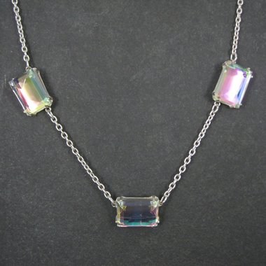 Arora Borealis Statement Necklace Estate Sterling Silver 25 Inches