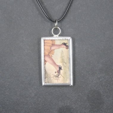 Vintage Halloween Postcard Pendant Necklace