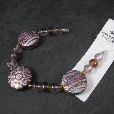 Darice Wood Glass Pink Lavender Starburst Bead Strand