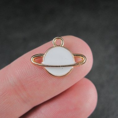 Tiny Enamel Saturn Charm