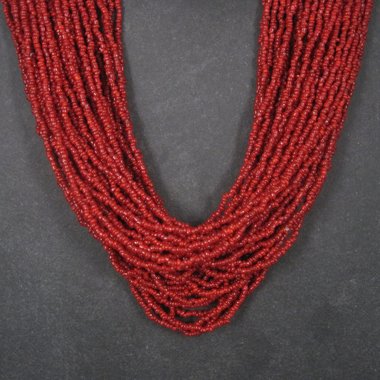 Southwestern Vintage 40 Strand Coral Bead Necklace 20.5 Inches