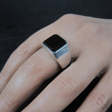 Vintage Mens Sterling Onyx Ring Size 9