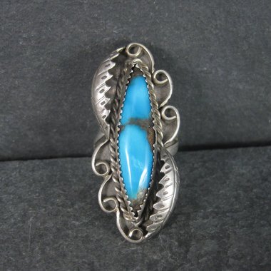 Large Vintage Navajo Turquoise Ring Size 8 Abel Toledo