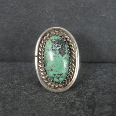 Vintage Sterling Navajo Green Turquoise Ring Size 6.5 Sarah Watson