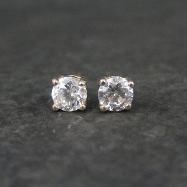 Vintage 14K Cz 4mm Stud Earrings