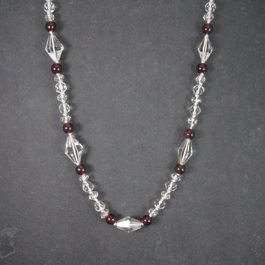 Vintage 14K Garnet Crystal Necklace 33 Inches