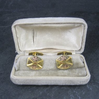 Antique 10K Art Deco Floral Cufflinks Cif Co