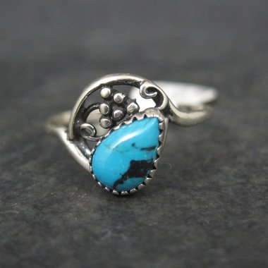 Dainty Black Hills Silver Turquoise Ring Vintage Sterling Sizes 9 5 6