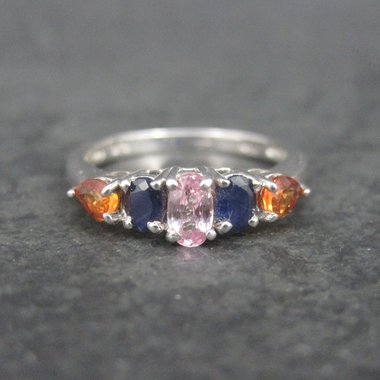 Vintage Sterling Blue Pink Orange Sapphire Ring Size 7 Chuck Clemency