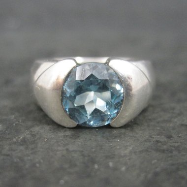 Vintage .999 Silver Blue Topaz Ring Size 6