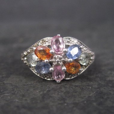 Vintage Sterling Multi Colored Topaz Ring Size 8