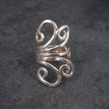 Vintage 80s Modernist Sterling Swirl Ring Size 5.5