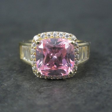 Vintage 90s Vermeil Sterling Pink Cz Ring Size 8