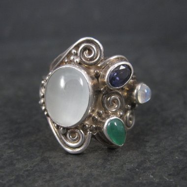 Sterling Sajen Moonstone Iolite Ring Size 7.5