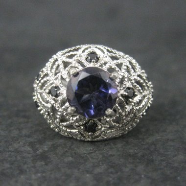 Sterling Purple Spinel Black Tourmaline Ring Size 6