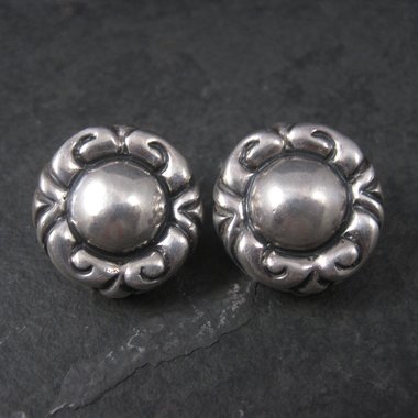 Estate Designer Sterling Clip On Earrings