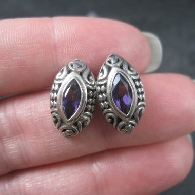 Ornate Sterling Amethyst Earrings