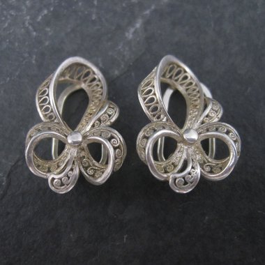 Vintage Sterling Filigree Clip On Earrings Germany