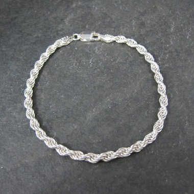 Italian Sterling Rope Chain Bracelet 7.25 Inches New Old Stock