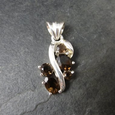 Vintage Sterling Smoky Quartz Pendant