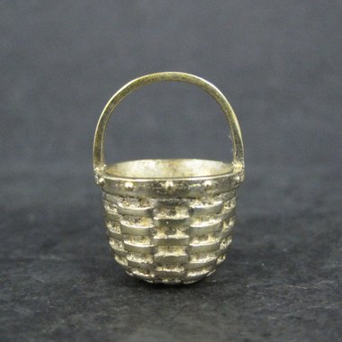 Miniature Vermeil Sterling Silver Woven Basket