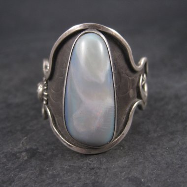 Huge Mens Celestial Moon Star Black Opal Ring Size 19