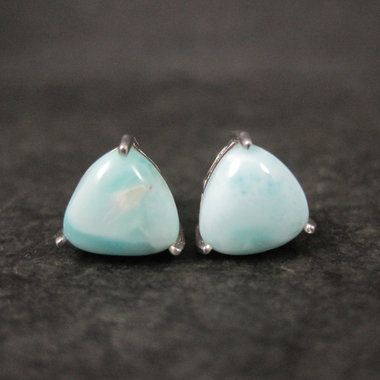 10mm Larimar Stud Earrings Sterling Silver