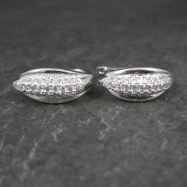 Vintage Sterling Cz Latch Back Earrings