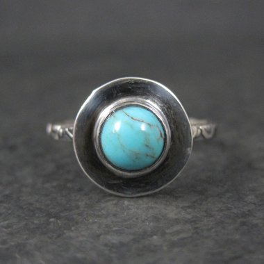 Sterling Silver Turquoise Ring Carved Band New Old Stock Multiple Sizes 6.5, 7, 8
