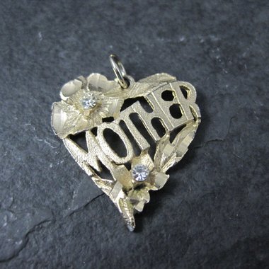 Vintage Mother Heart Pendant Gold Plated Diamond Cut