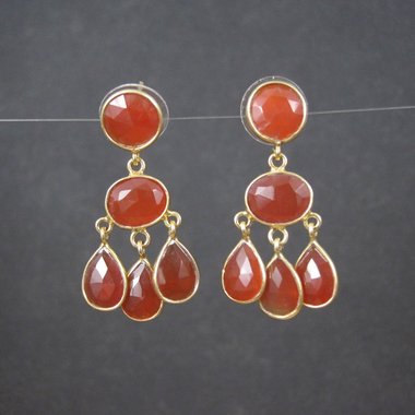 Vintage Vermeil Sterling Carnelian Earrings Estate Jewelry