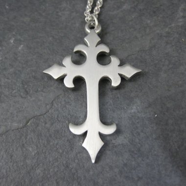 Vintage Pewter Cross Pendant Necklace Kelly Waters