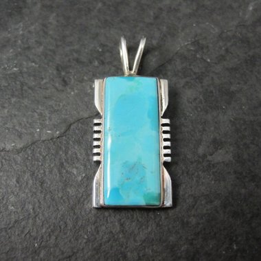 Sterling Turquoise Pendant Estate Silver