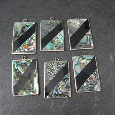 Lot of 7 Mexican Alpaca Abalone Inlay Earring Charms Pendants