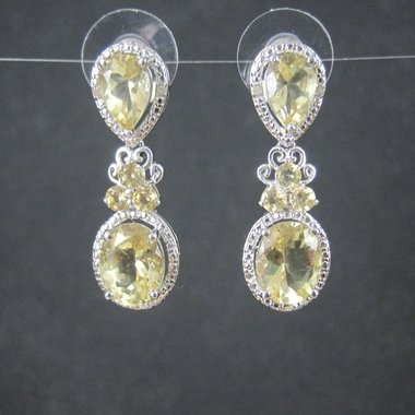 Faceted Lemon Quartz Earrings Sterling Silver Estate Jewelry