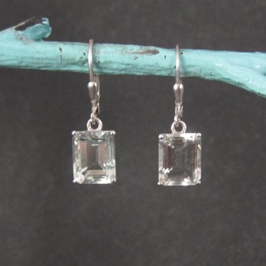 Green Aquamarine Earrings 4 Carats Sterling Silver Lever Backs Estate Jewelry