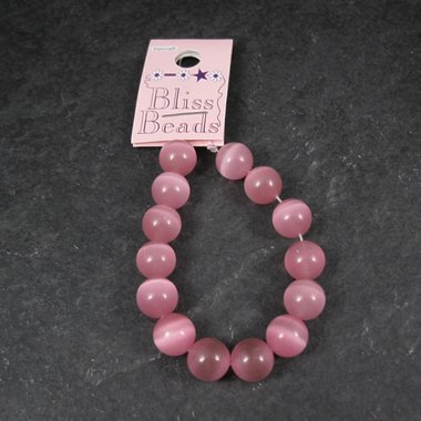 10mm Round Pink Cats Eye Fiber Optic Beads Bliss Beads