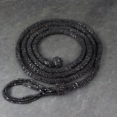 Antique Black Soft Jet Beaded Necklace, Art Deco, ca 1900 to 1920s, Victorian Mourning 42 Inches