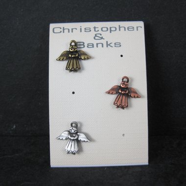 Set of 3 Copper Silver Gold Angel Lapel Pins New Old Stock 2001