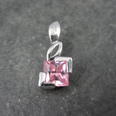 Tiny Sterling Silver Pink Cubic Zirconia Pendant