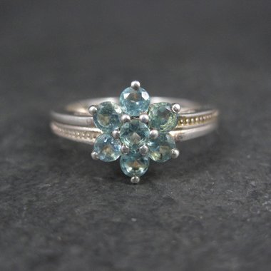 Sterling Silver Blue Tourmaline Ring Size 8