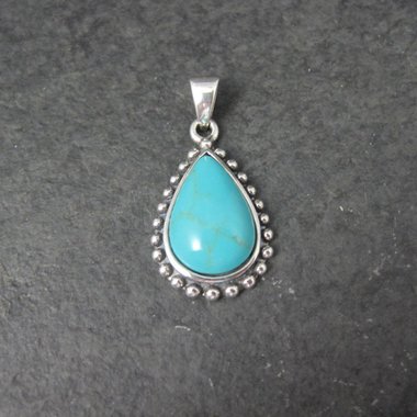 Sterling Block Turquoise Pendant Simple Silver