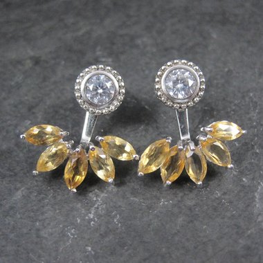 Sterling Silver Citrine Earrings Earring Jackets Estate