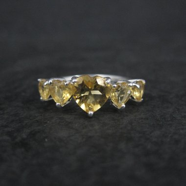 Estate Sterling Citrine Heart Ring Size 7.5 Chuck Clemency
