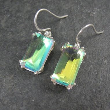 Aurora Borealis Art Glass Earrings Sterling Silver