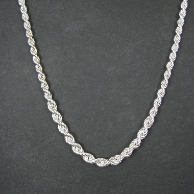 Graduated Twisted Rope Chain 17.5 Inches Italian Sterling Silver