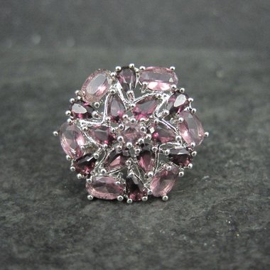 Purple and Pink Starburst Ring Size 6 Sterling Silver Estate Jewelry