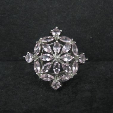 Pink Cz Cocktail Ring Size 7 Sterling Silver