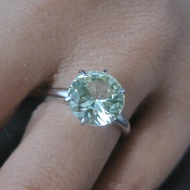 Vintage Sterling Yellow Green Spinel Solitaire Ring New Old Stock Multiple Sizes